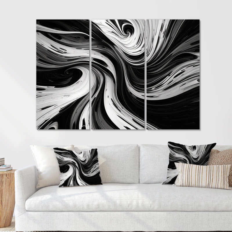 Cyla - ensemble d'art mural abstrait en spirale, Toile tendue, H 40 po x l 60 po x P 1 po