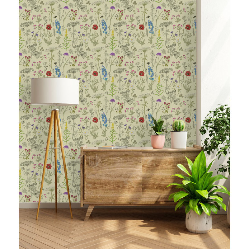 Fleurs sauvages sur fond vert