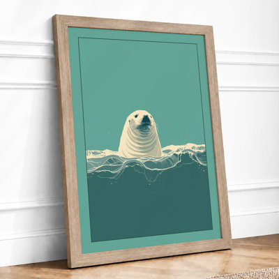 Seal in Waves Coastal - Framed Print