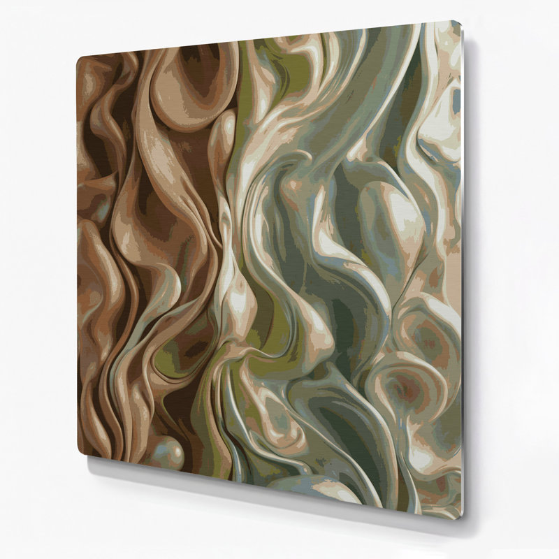 Art mural abstrait en métal brun 76, H 12 po x l 12 po