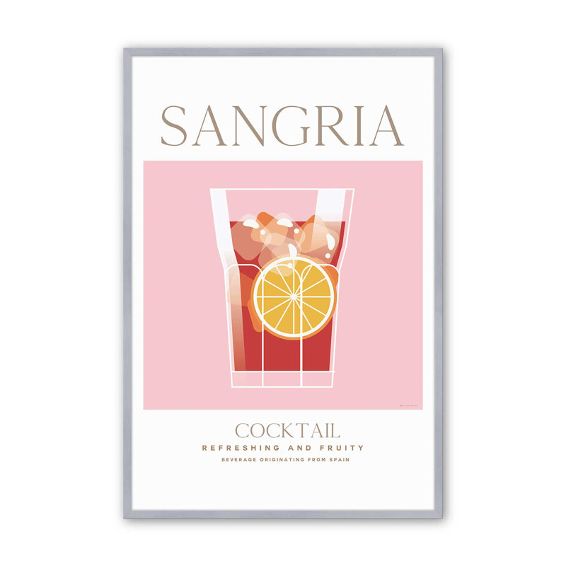 Sangria Cocktail Poster Print, Silver, 37.25" H x 25.25" W