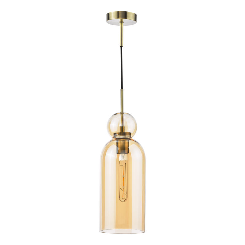 Tao 1LT PENDANT AMBER GLASS, Brushed Bronze