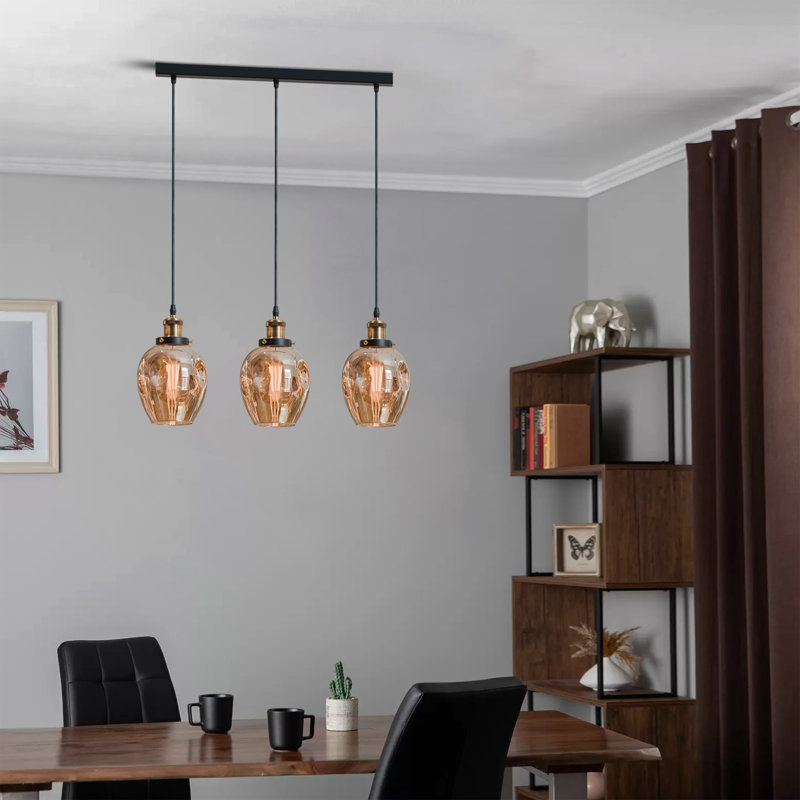 Ailbert 3 - Light Amber Kitchen Island Pendant, Yes