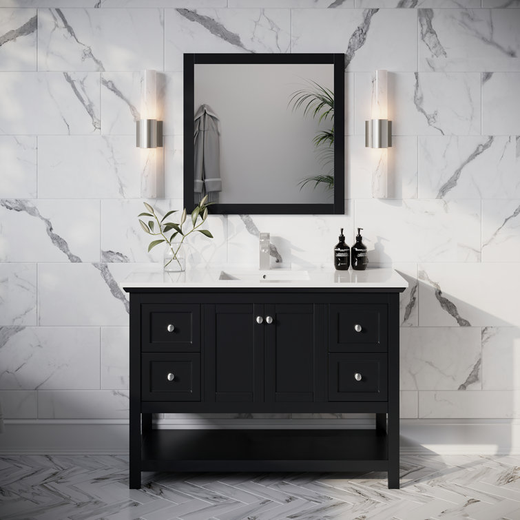 Manchester 48" Freestanding Shaker-Style Single Sink Bathroom Vanity Set with Mirror
