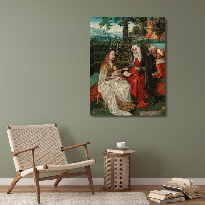 "The Virgin and Child with Saint Anne in an Enclosed Garden, with Joachim and Joseph Beyond" by  School Of Antwerp - Gallery Wrap Canvas Wall Art