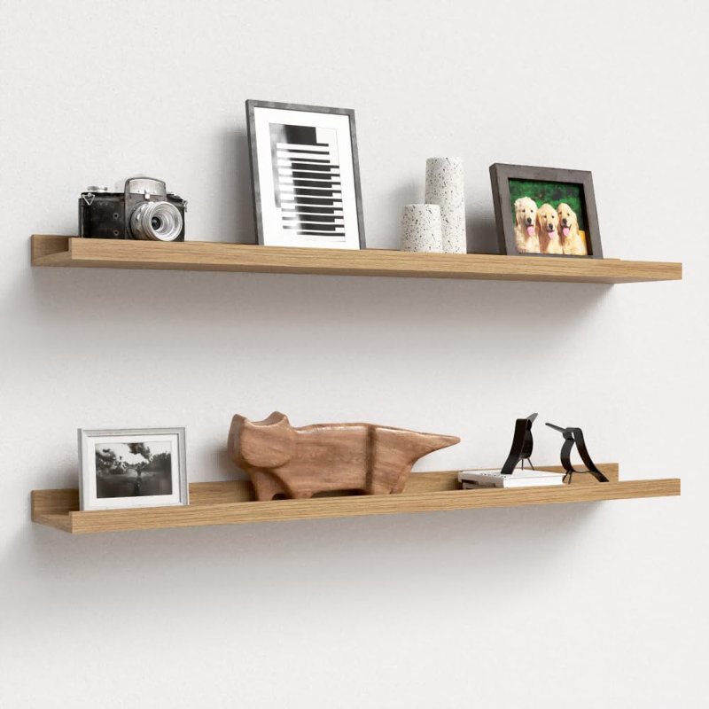 Ensemble de 2 tablettes flottantes murales, tablette murale rustique avec rebord pour la chambre à coucher, le salon, la salle de bain, la cuisine, la chambre de bébé, la tablette pour livres, décoration et présentoir