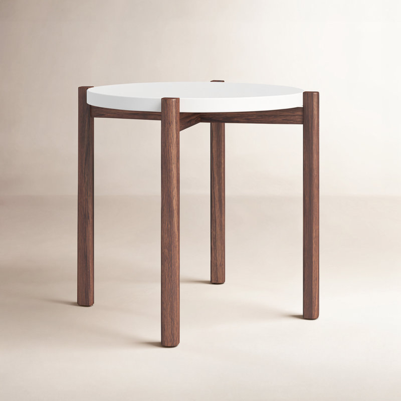 Santino Round-Top End Table, White