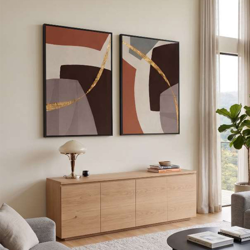 Art sur toile abstrait terre terre, 12 po x 16 po, Cadre flottant noir