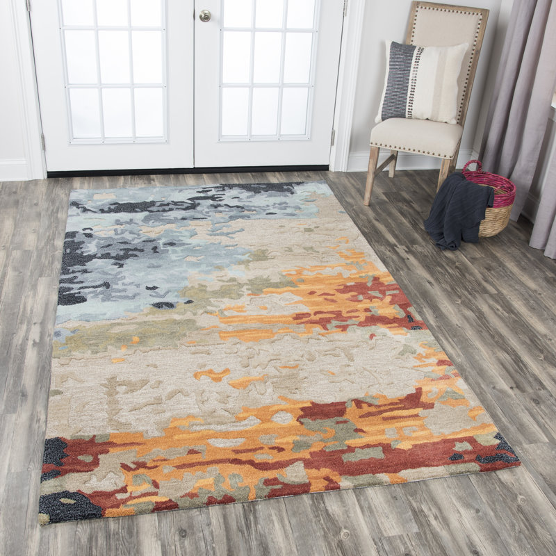 Tapis brun clair touffeté à la main Stearns, Rectangle 5 pi x 8 pi