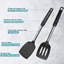 Ensemble de 2 spatules, ensemble de spatules en silicone solide et rainuré, poignée en acier inoxydable recouverte de silicone, tournevis antiadhésif, spatules en caoutchouc résistant à la chaleur pour poissons, œufs, crêpes, WOK, noir-113009582