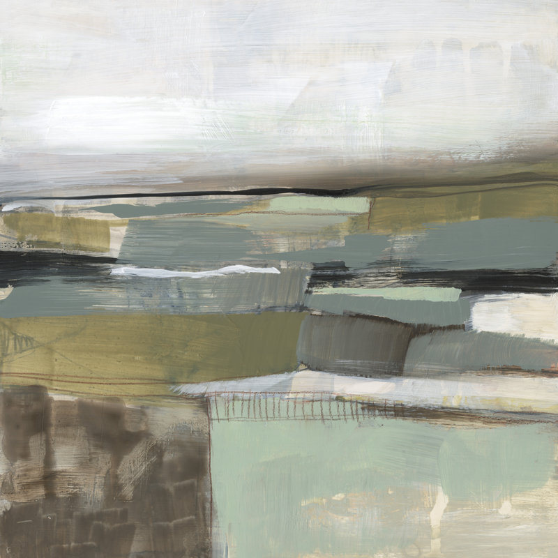 Neutral Horizon Grid I by Jennifer Goldberger - Wrapped Canvas Painting, 76cm H x 76cm W