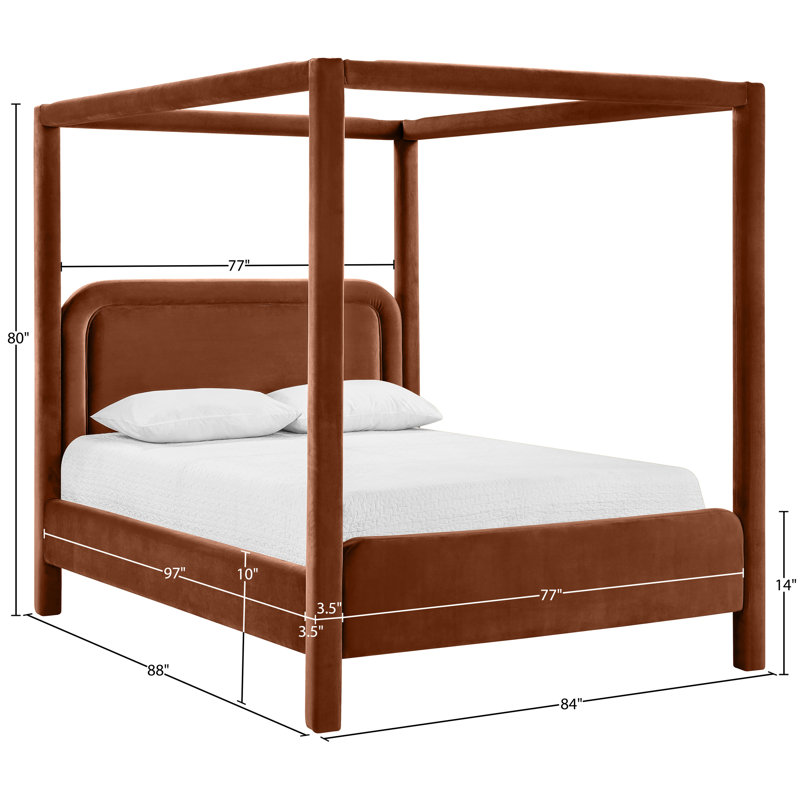 Salina Velvet Upholstered Bed, King, Cognac Velvet