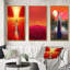 «Walking In The Summer Poppie Fields», ensemble de 3 pièces sur toile-1120254403-1120254402