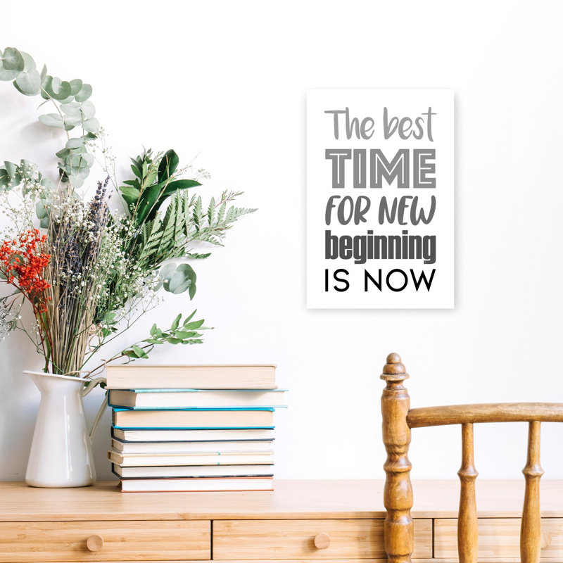 New Beginning Now Bold Minimalist Modern Wall Art Print 1 Piece Wrapped Canvas Wall Art, 45.72cm H x 30.48cm W