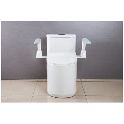 Glossy White Carbon Steel Toilet Safety Handrail with Non-Slip ABS Grip