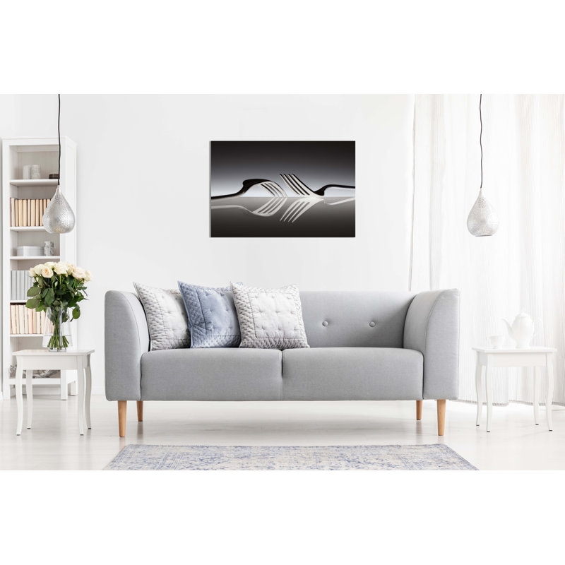 Up and Down Reflective Forks 1 Piece Wrapped Canvas Wall Art, 51cm H x 76cm W x 1.8cm D