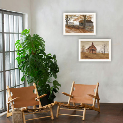 2- Piece Vignette Back To School, Old Country Road Framed Wall Art For Living Room, Bedroom Wall Art Print For Home Decor