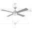 Ventilateur de plafond intérieur moderne en nickel brossé à 4 pales de 52 po avec DEL intégrée 3000K et chaîne de traction Tavo-127367589