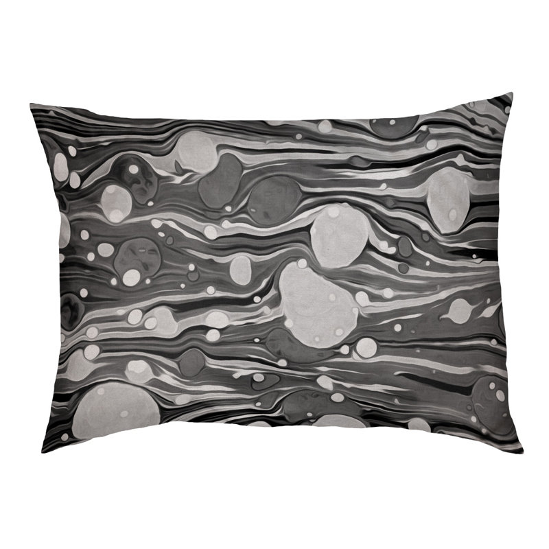 Coussin de lit paint tourbillons dog Byrge, Petit (l 28 po x P 18 po x H 6 po), Noir / blanc, Polyester