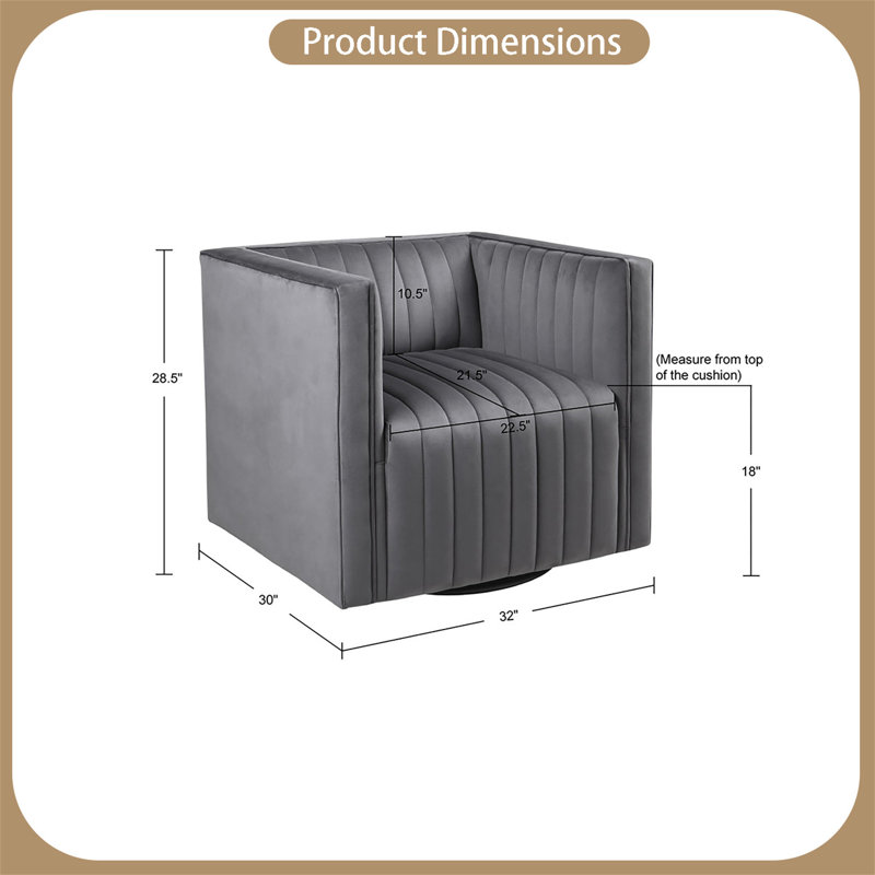 Fauteuil demi-tonneau pivotant de 32 po Alban