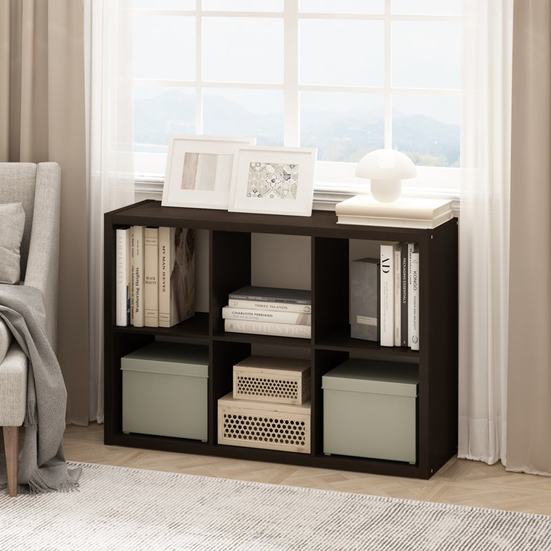 Organisateur de rangement cubique à dossier ouvert Furinno, 6 cubes, chêne foncé, Chêne foncé