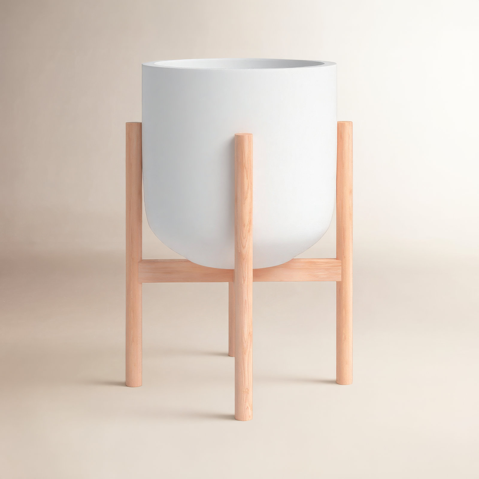 Finni 14" Pot Planter, White/Natural