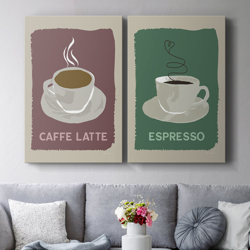 Modern Coffee III - Toile tendue avec châssis de qualité supérieure - Prêt à accrocher, H 48 po x l 64 po