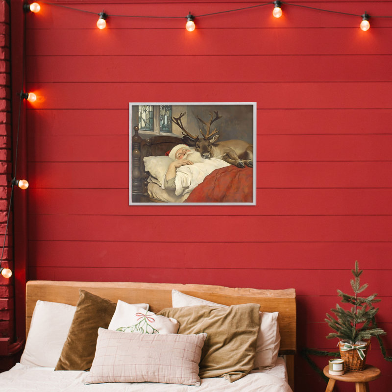 Bonne nuit, père Noël et renne, estampe numérique, design par Arlington Prints, H 11 po x l 14 po