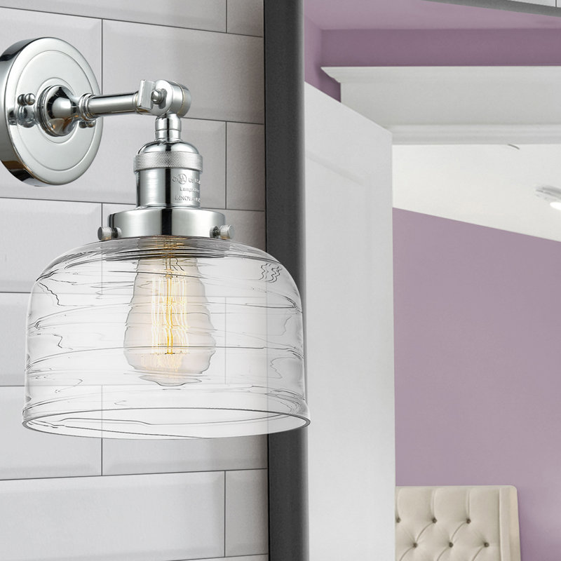 Franklin Restoration Large Bell - 1 Light 8" Sconce, Polished Chrome, LED, Clear Deco Swirl