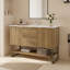 Meuble-lavabo autoportant de 47,2 po, meuble-lavabo en bois multi-couches avec finition grain de bois naturel, lavabo en céramique intégré avec quincaillerie brossée et tablette de rangement ouverte