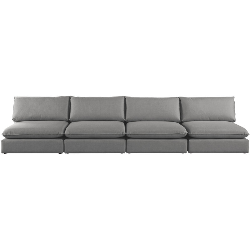Canapé modulaire Tupman, Tissu gris texturé en lin
