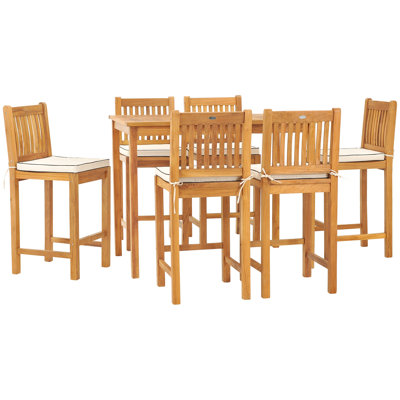 Outdoor 7 - Piece Teak Bistro Set with Cushions