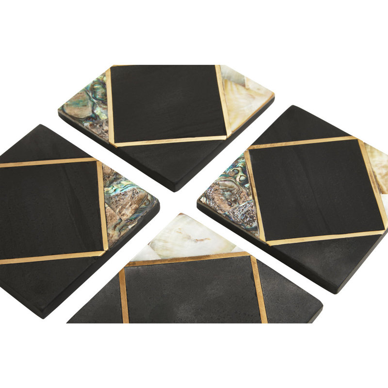 Stoneware Square 4 Piece Coaster Set