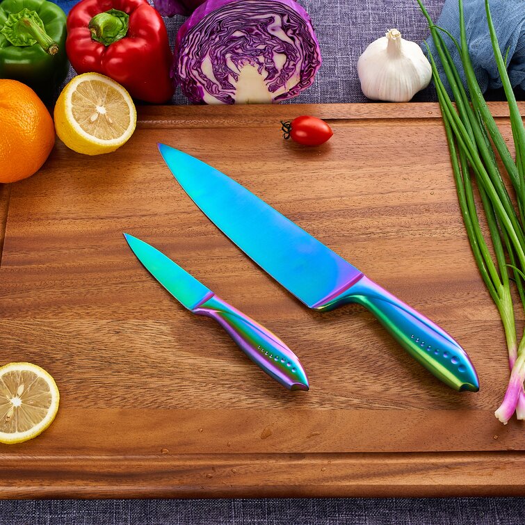 Rainbow Titanium Knife Set 17 PCS Kitchen Knives Set Sharp Cutlery Knife  Sets