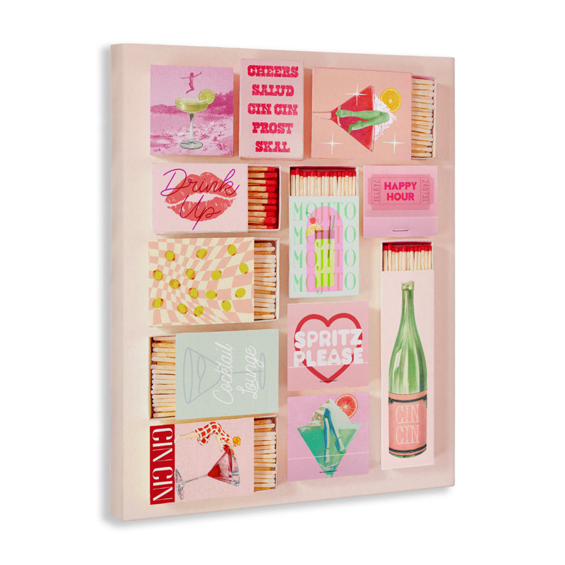 «Glam Cocktail Retro Matches Canvas», conception par Lil 'Rue, H 20 po x l 16 po