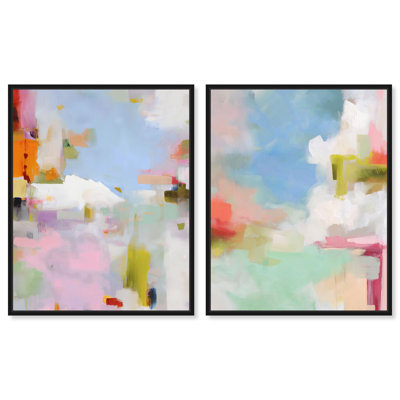 Ensemble de reproductions d'art abstraites sur toile Roseat Hues par Art Remedy, cadre noir, 30 x 36