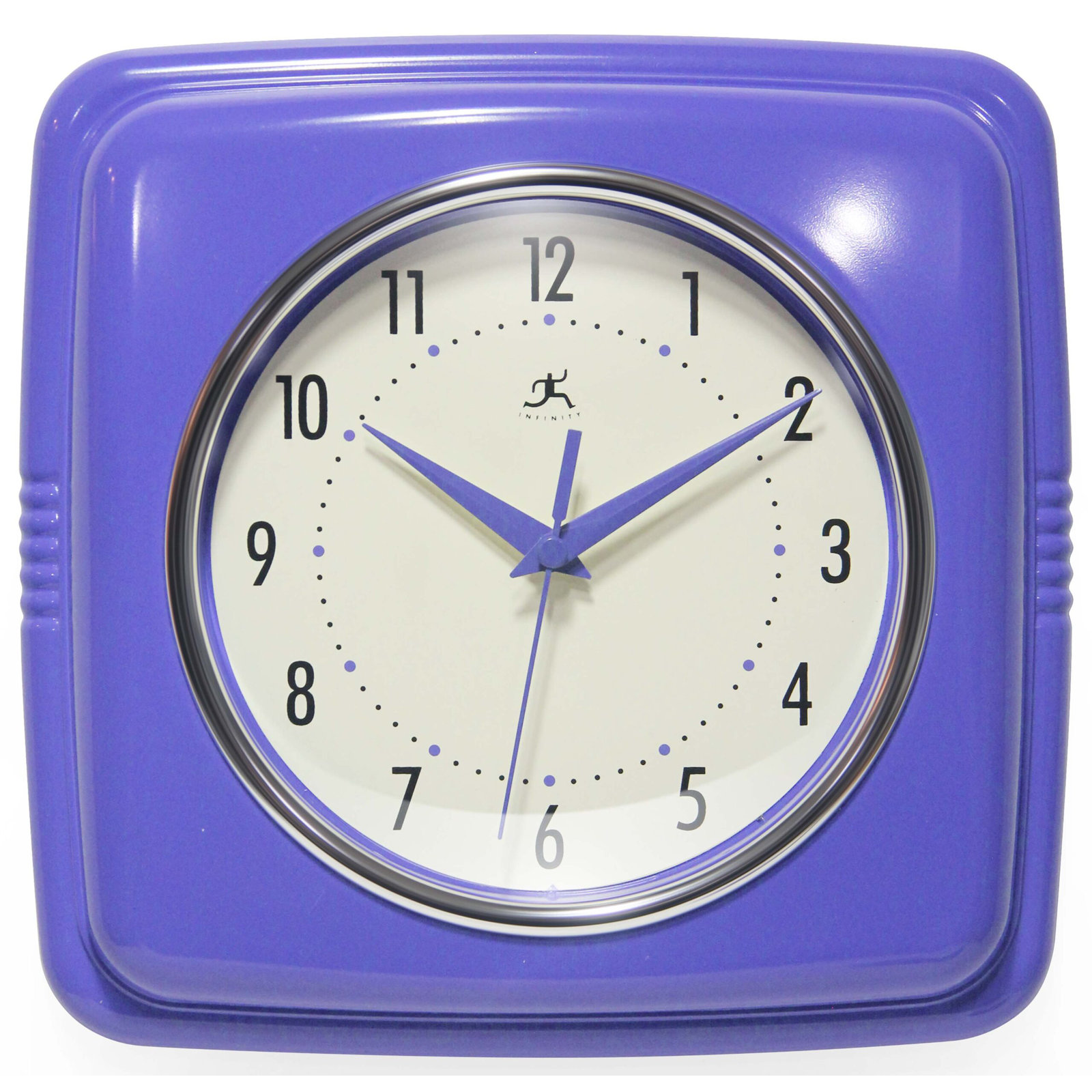 Orrwell Square Plastic Wall Clock 9.25 Inches, Periwinkle