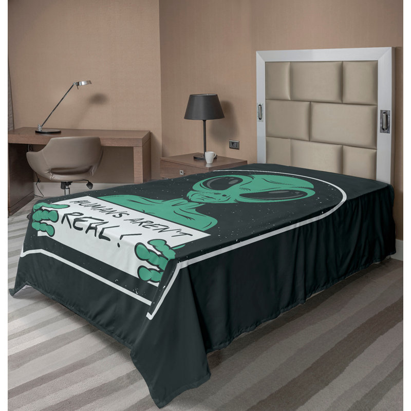 Drap-housse Ambesonne Alien, Drap plat pour lit simple
