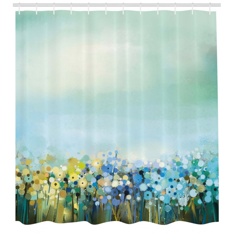 Rideau de douche tranquil concept de peinture aqua Judi, H 75 po x l 69 po