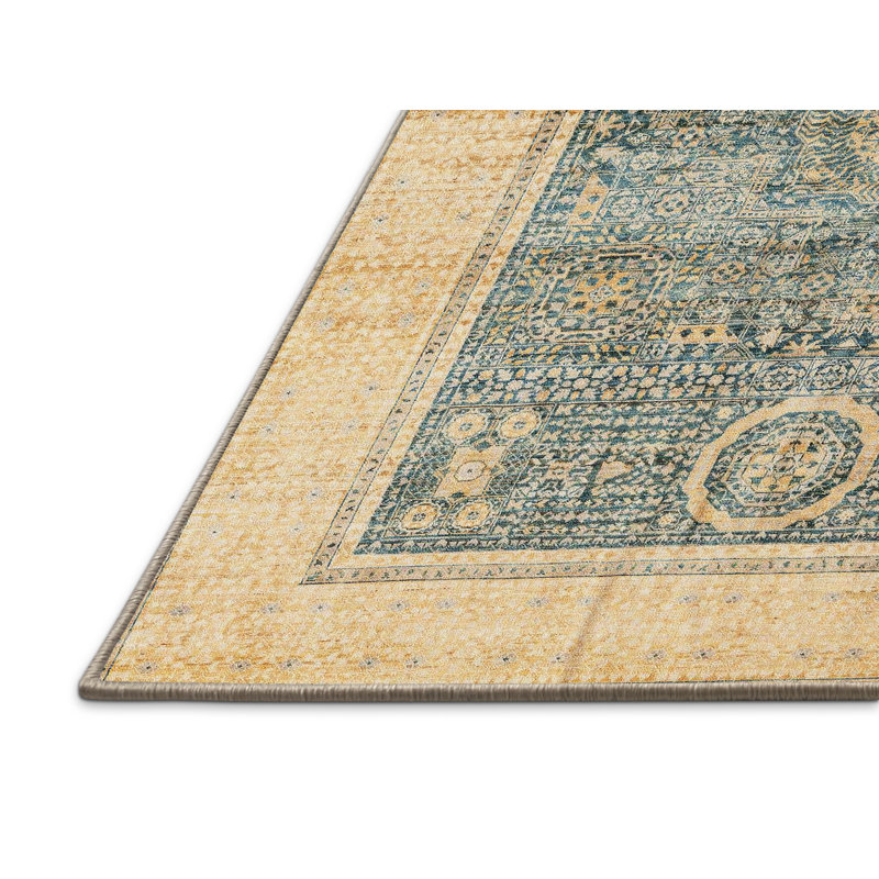 Tapis beige / bleu Southwestern, Rectangle 4 pi x 6 pi