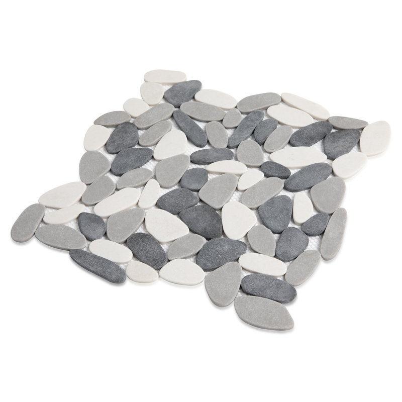 Carreau de mosaïque en pierre naturelle allongée blanche et grise Lovdeco, carton de 5 feuilles