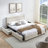 Queen size cushioned bed with four drawers-1106953041