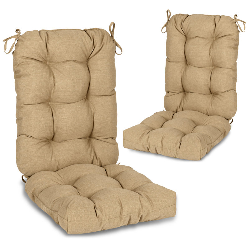  Aoodor Outdoor Tufted Back Cushions Patio Replacement Chair Cushion, Brown