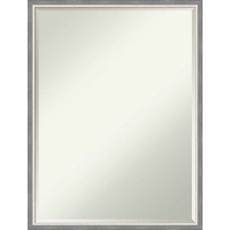 Wisley Solid Wood Rectangle Wall Mirror, 25.25" x 19.25", Black Silver