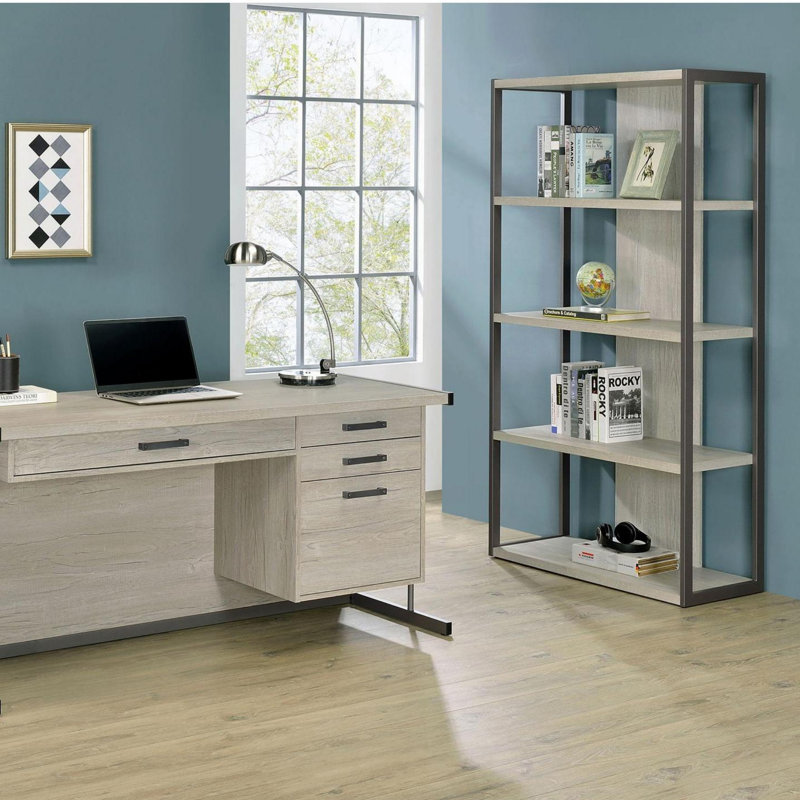 Bibliothèque minimaliste, Blanc / Gris
