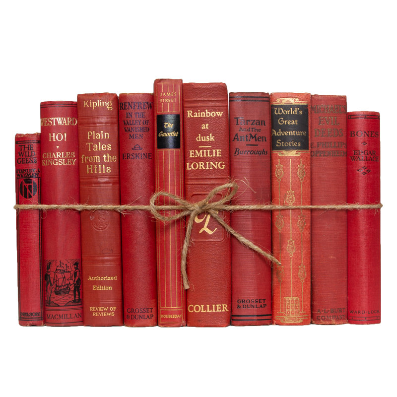 Livres décoratifs - Ensemble de livres Vintage Orchard - 1 pied de livres rouges