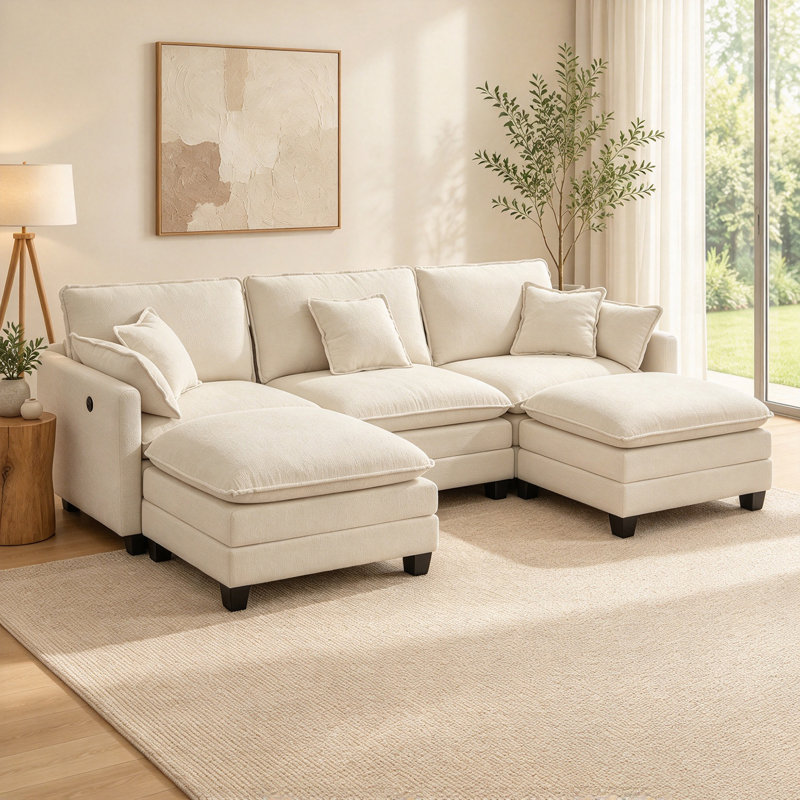Upholstered Sectional, Chenille beige