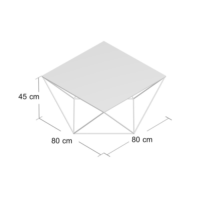 Ramsha Frame Coffee Table, H45 x L80 x W80cm, White