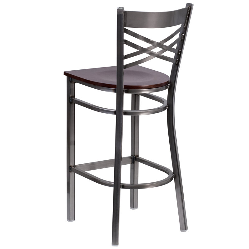 Tabouret de bar en métal «X», Noyers