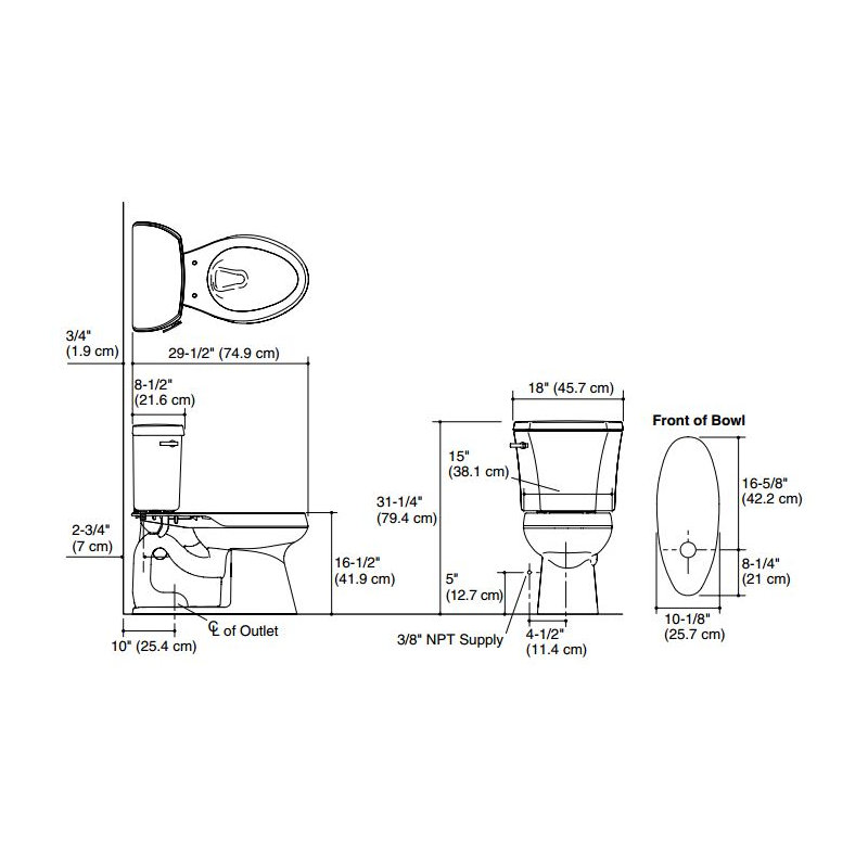 Highline™ 1.28 GPF Elongated Two-Piece Toilet (Seat Not Included), Ice Gray, Right-Hand